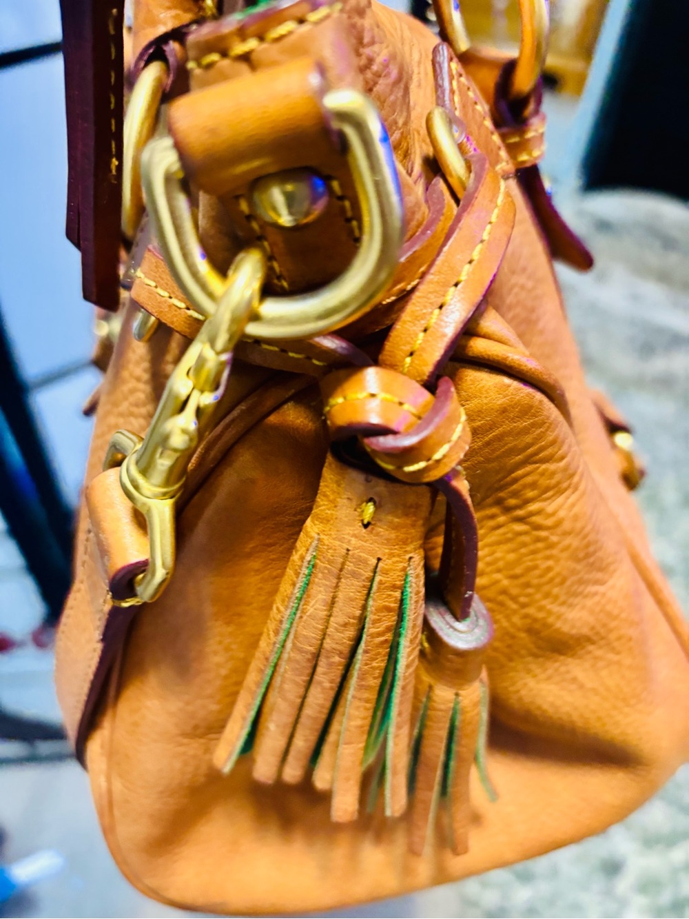 Dooney & Bourke Tan Leather Satchel with Gold Hardware - Picture 3 of 6